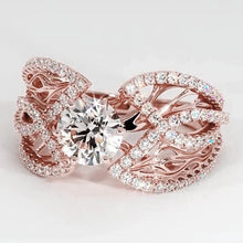 Natural Diamond Jewelry Ring 3 Carats Rose Gold 14K Filigree
