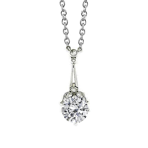 Natural Diamond Journey Pendant Necklace 1.25 Carats White Gold 14K