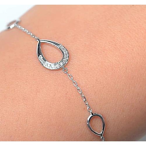 Natural Diamond Ladies Bracelet 1.50 Carats Pear Shape White Gold 
