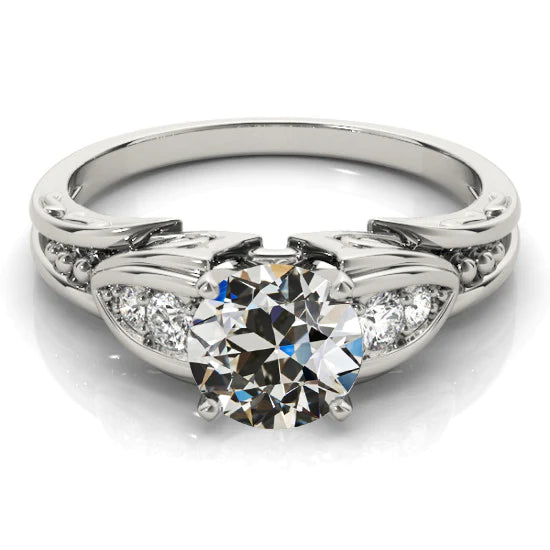 Natural Diamond Old Mine Cut Anniversary Ring White Gold 2.75 Carats