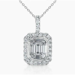 Natural Diamond Pendant Necklace 2.60 Carats Bezel Set White Gold 14K