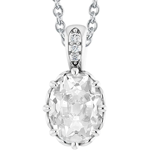 Natural Diamond Pendant Necklace With Bail Round & Oval Old Miner 5.50 Carats