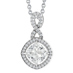 Natural Diamond Pendant Round & Cushion Old Miner 5.50 Carats Prong Set