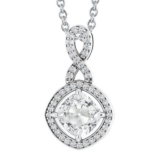 Natural Diamond Pendant Round & Cushion Old Miner 5.50 Carats Prong Set