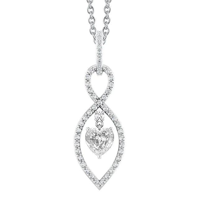 Natural Diamond Pendant Round & Heart Old Miner 2.50 Carats Prong Set