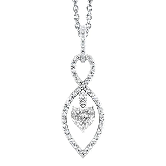 Natural Diamond Pendant Round & Heart Old Miner 2.50 Carats Prong Set