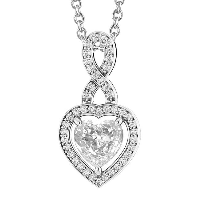 Diamond Pendant Round & Heart Old Miner 4.50 Carats Prong Set
