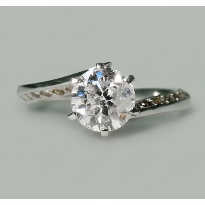 Natural Diamond Ring 1.36ct - White Gold 14K