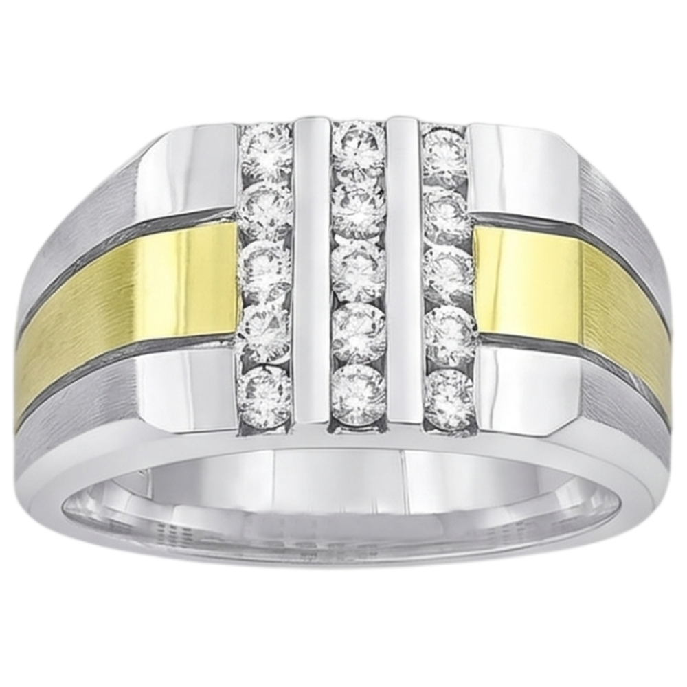 Natural Diamond Ring 1.50ct - Two Tone 14K Gold