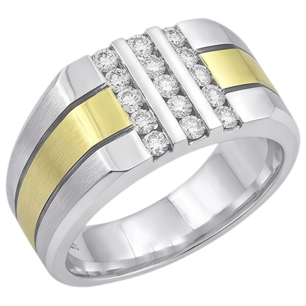 Natural Diamond Ring 1.50ct - Two Tone 14K Gold