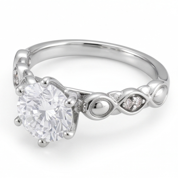 Natural Diamond Ring 1.57ct - White Gold 14K