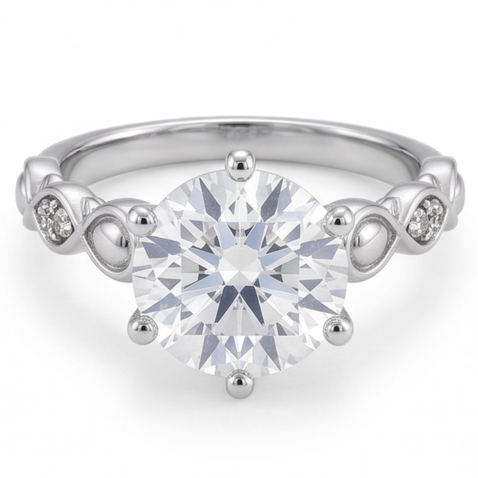 Natural Diamond Ring 1.57ct - White Gold 14K
