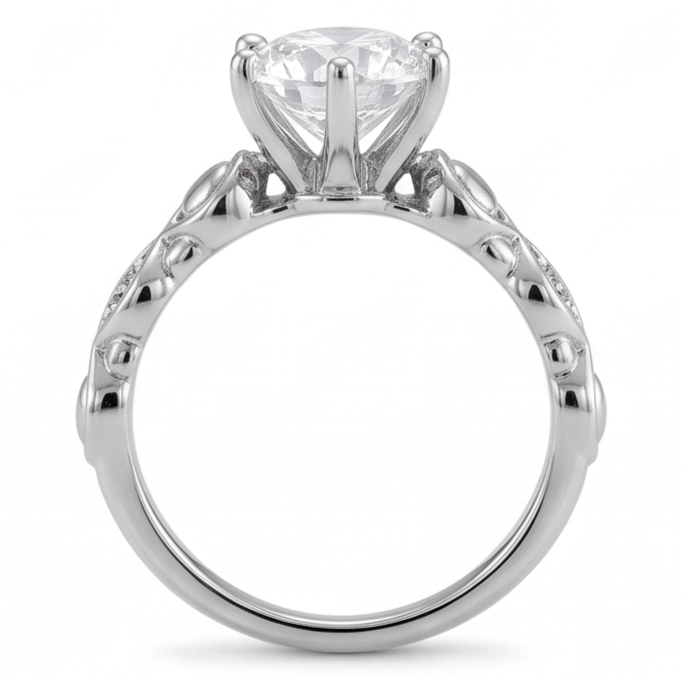 Natural Diamond Ring 1.57ct - White Gold 14K