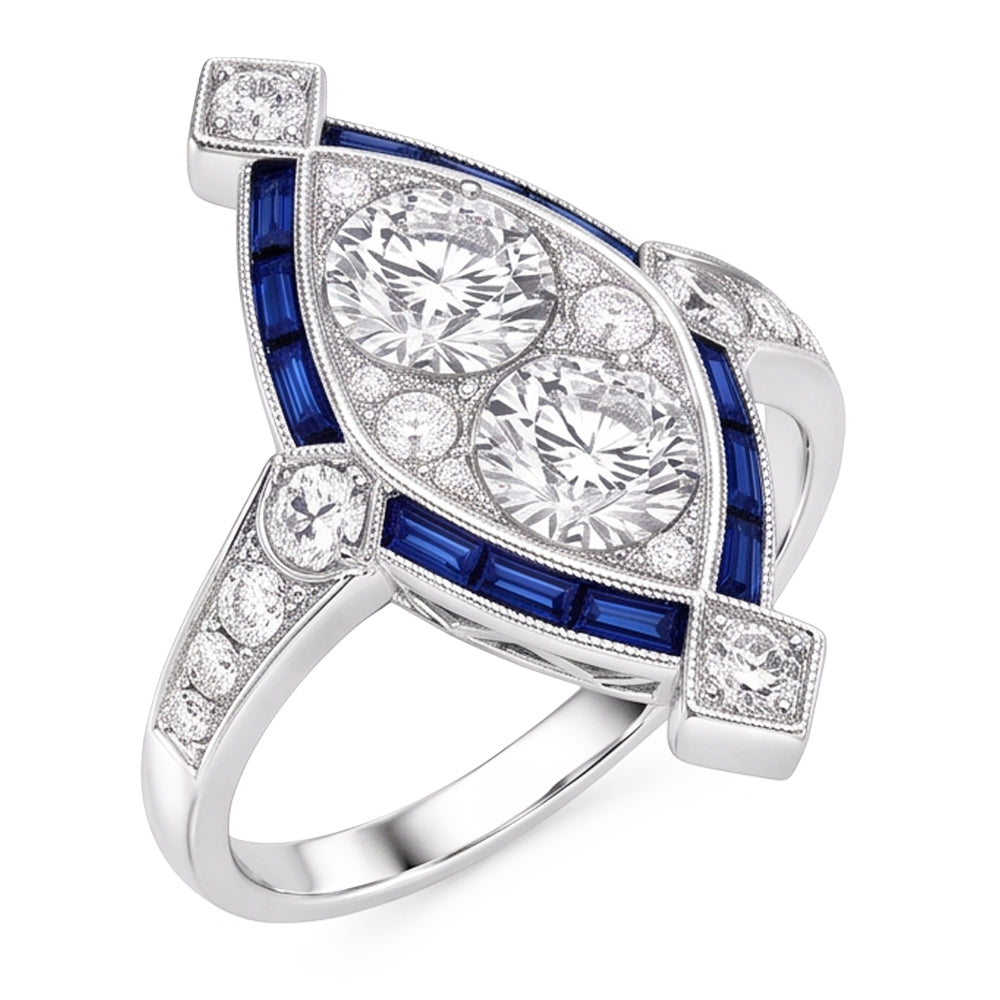 Natural Diamond Ring 1.75ct - White Gold 14K