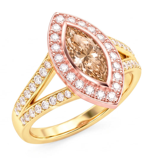Natural Diamond Ring 2.50ct - Two Tone 14K Gold