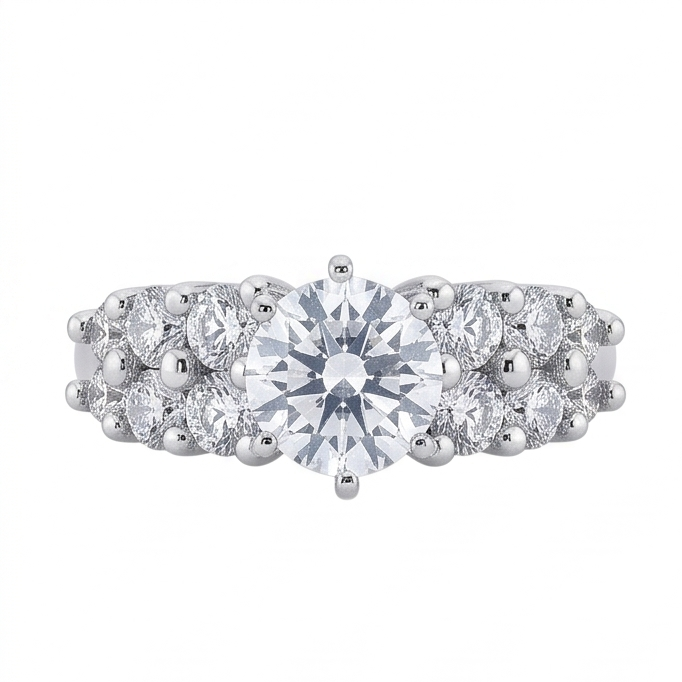 Natural Diamond Ring 2.50ct - White Gold 14K