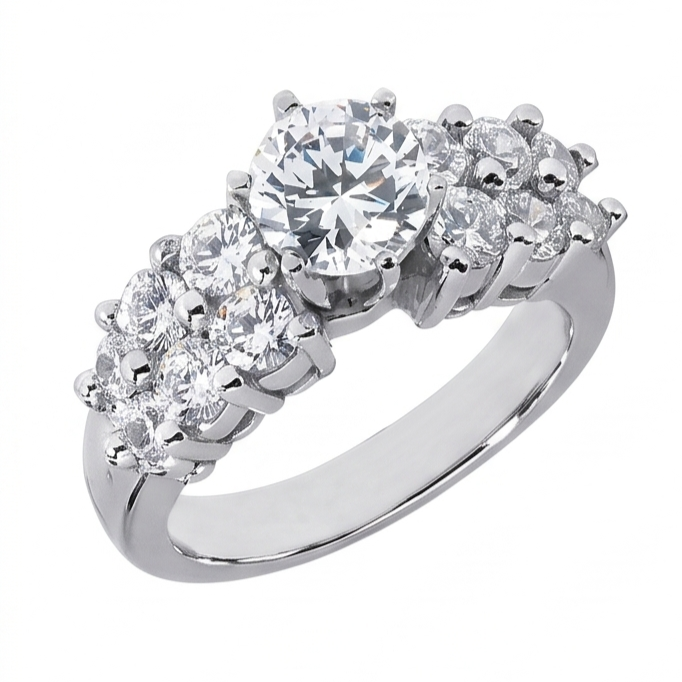 Natural Diamond Ring 2.50ct - White Gold 14K