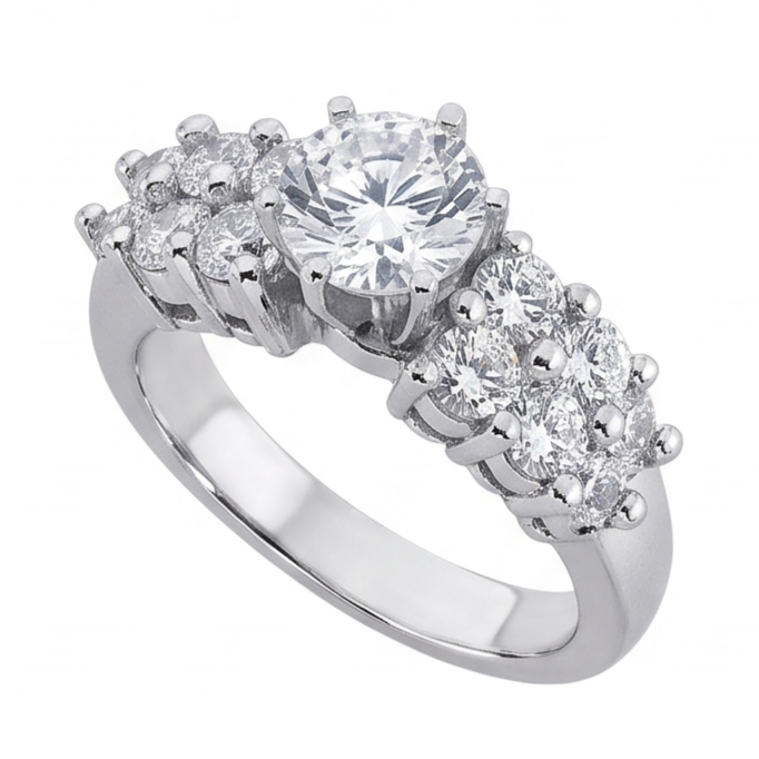 Natural Diamond Ring 2.50ct - White Gold 14K