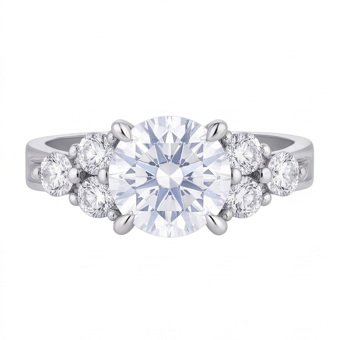 Natural Diamond Ring 2.60ct - White Gold 14K