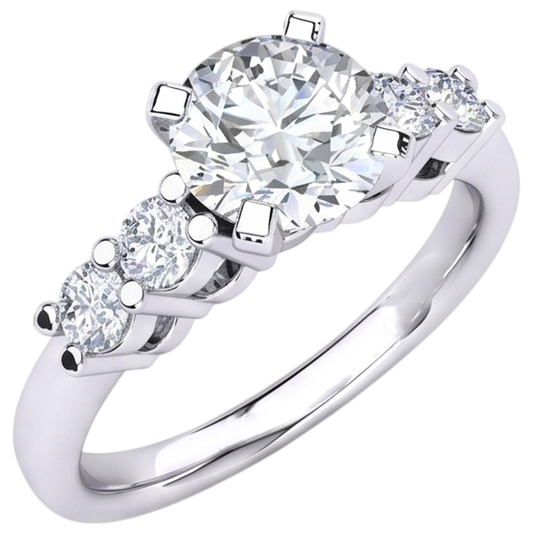 Natural Diamond Ring 2.85ct - White Gold 14K