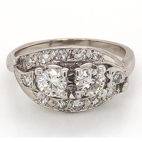 Natural Diamond Ring 2.34 Carats Antique Style Filigree White Gold New