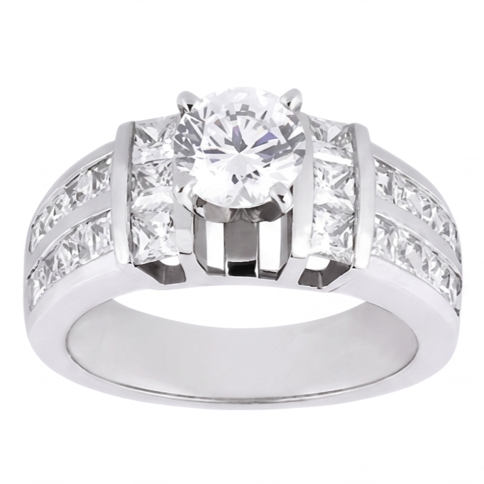 Natural Diamond Ring 3.01ct - White Gold 14K