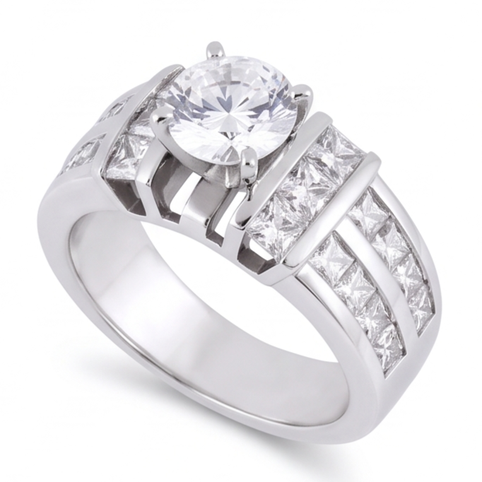Natural Diamond Ring 3.01ct - White Gold 14K