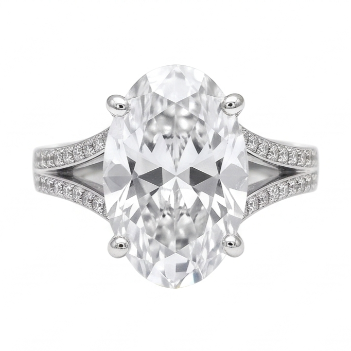 Natural Diamond Ring 3.40ct - White Gold 14K