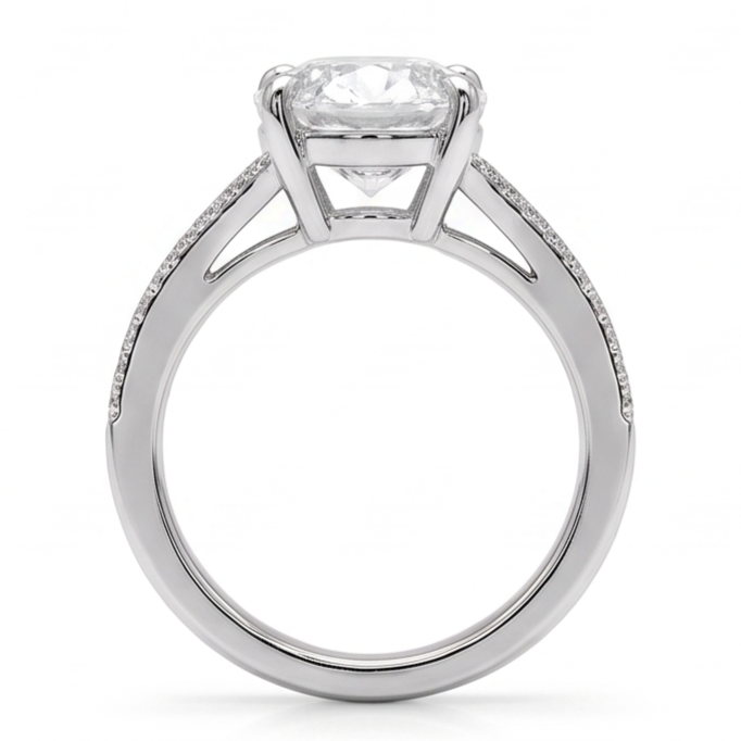 Natural Diamond Ring 3.40ct - White Gold 14K
