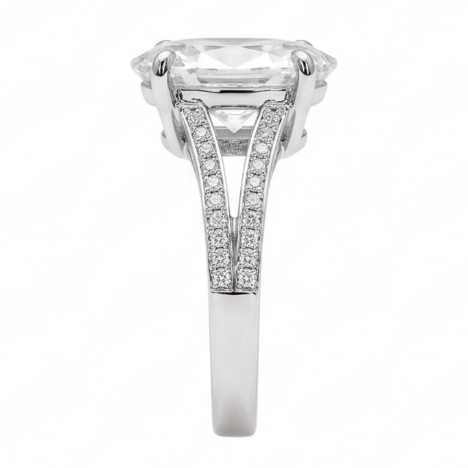 Natural Diamond Ring 3.40ct - White Gold 14K