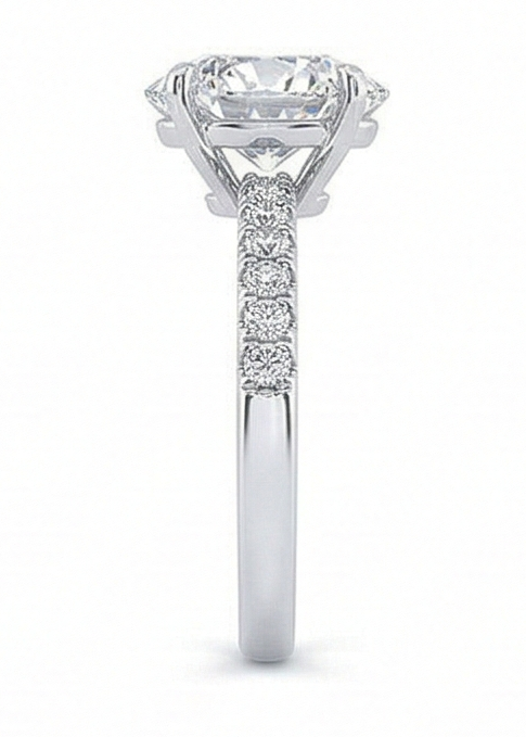 Natural Diamond Ring 3.50ct - White Gold 14K