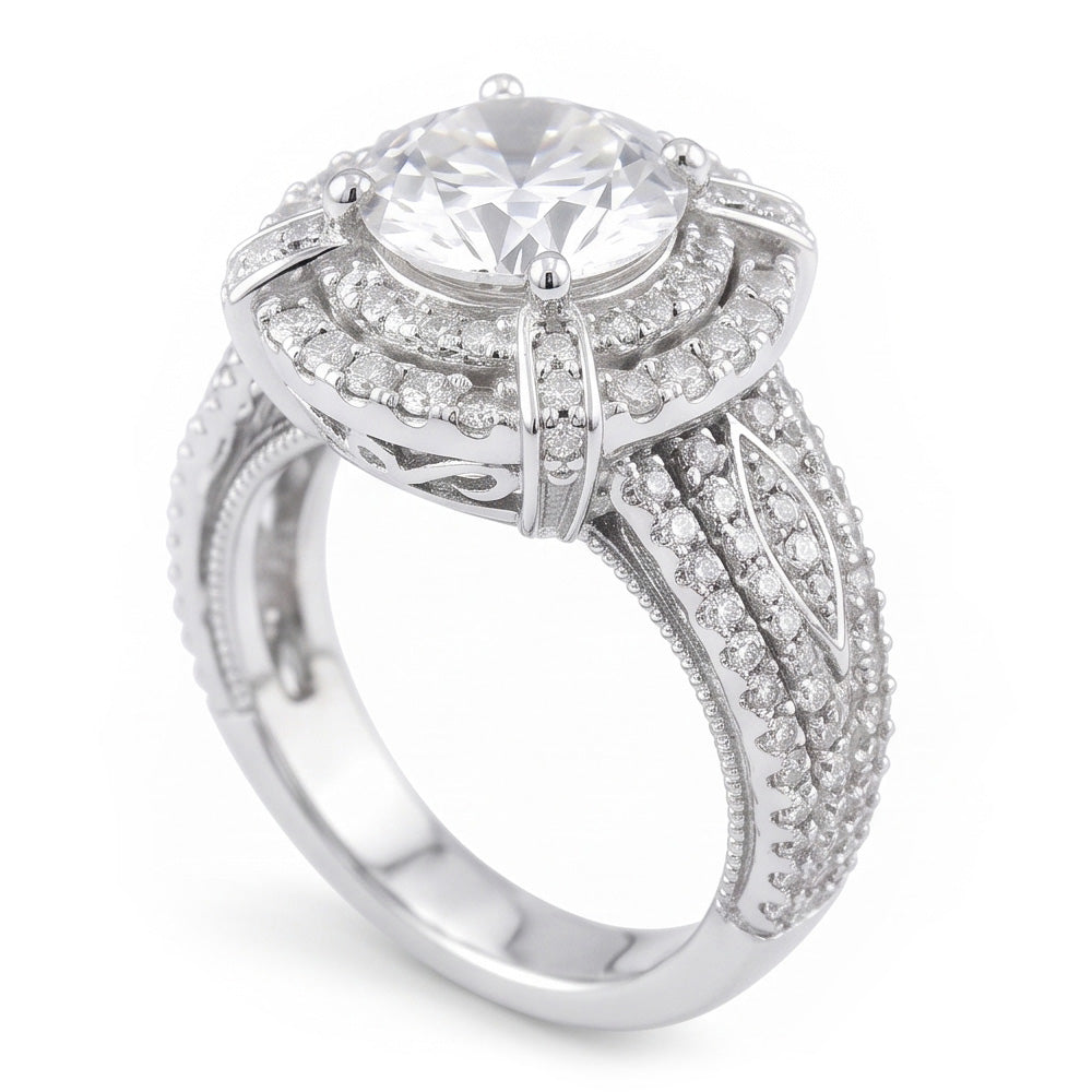 Natural Diamond Ring 3ct - White Gold 14K