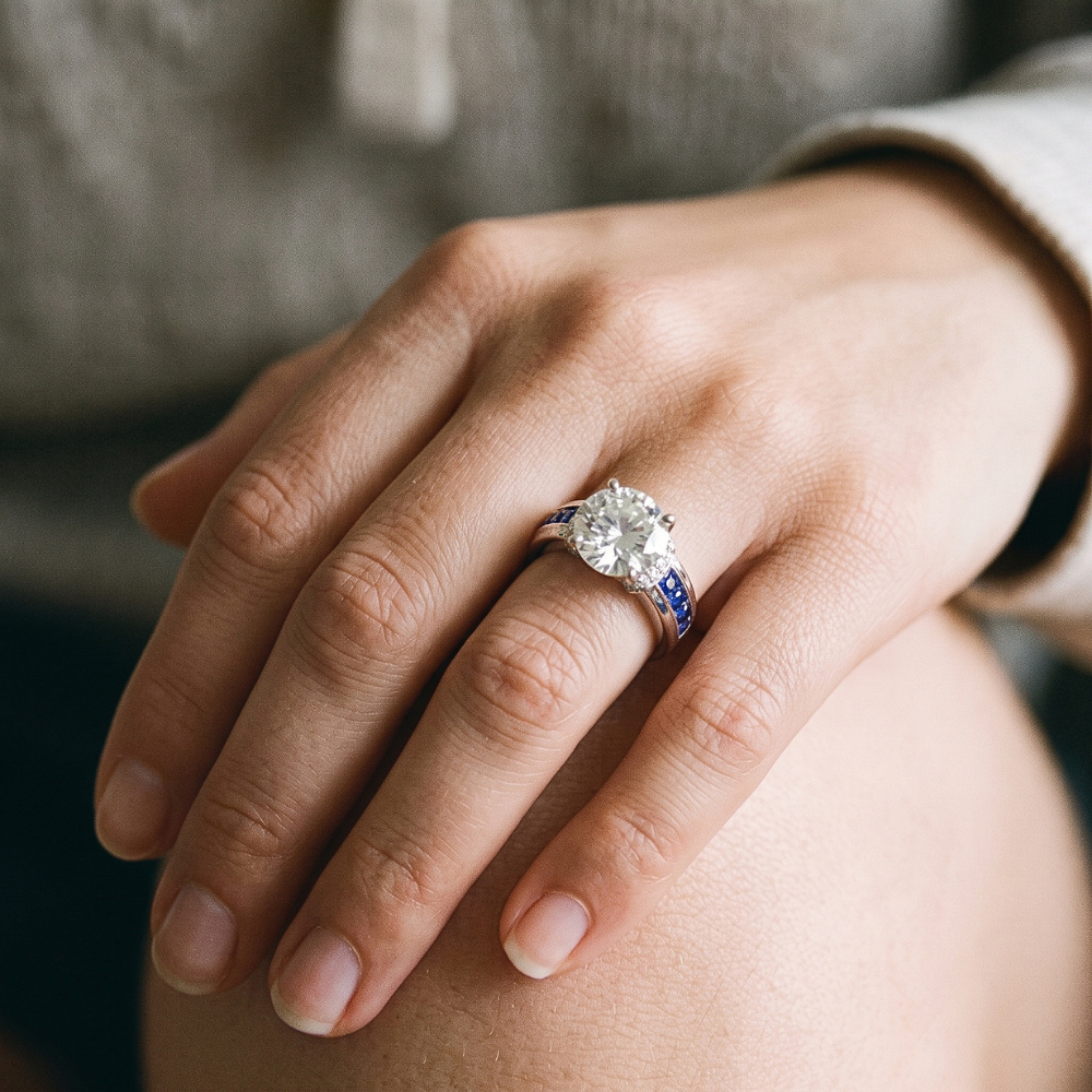 Natural Diamond Ring 3ct - White Gold 14K