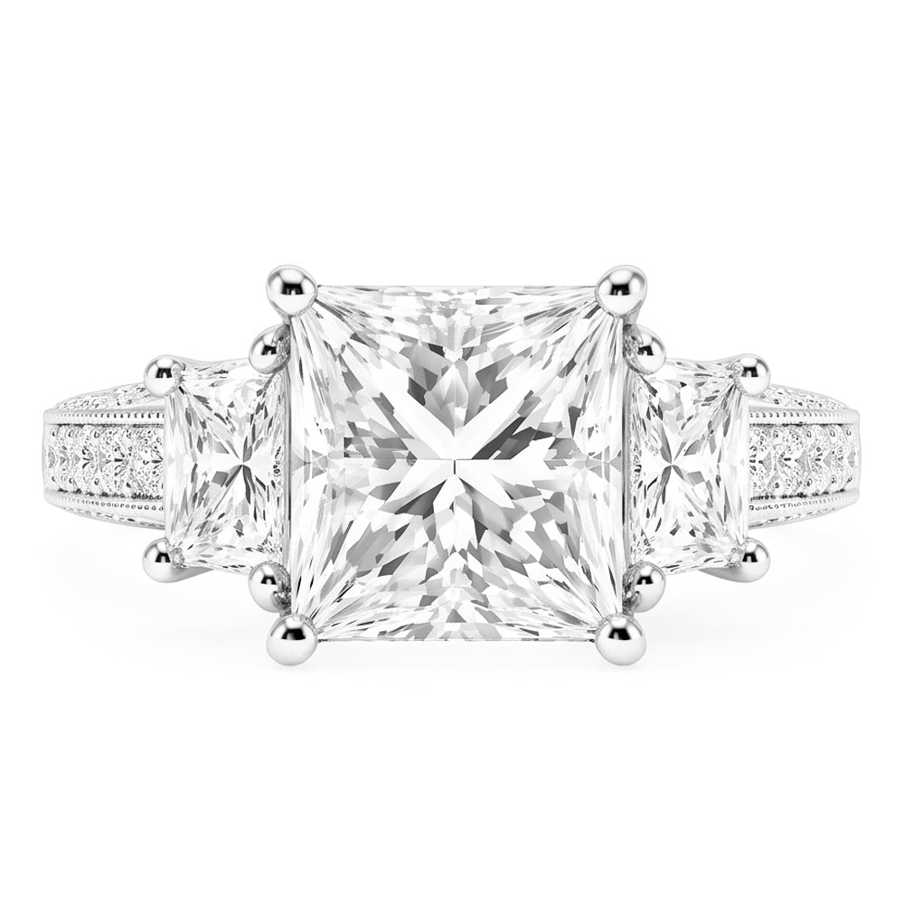 Natural Diamond Ring 4.30ct - White Gold 14K