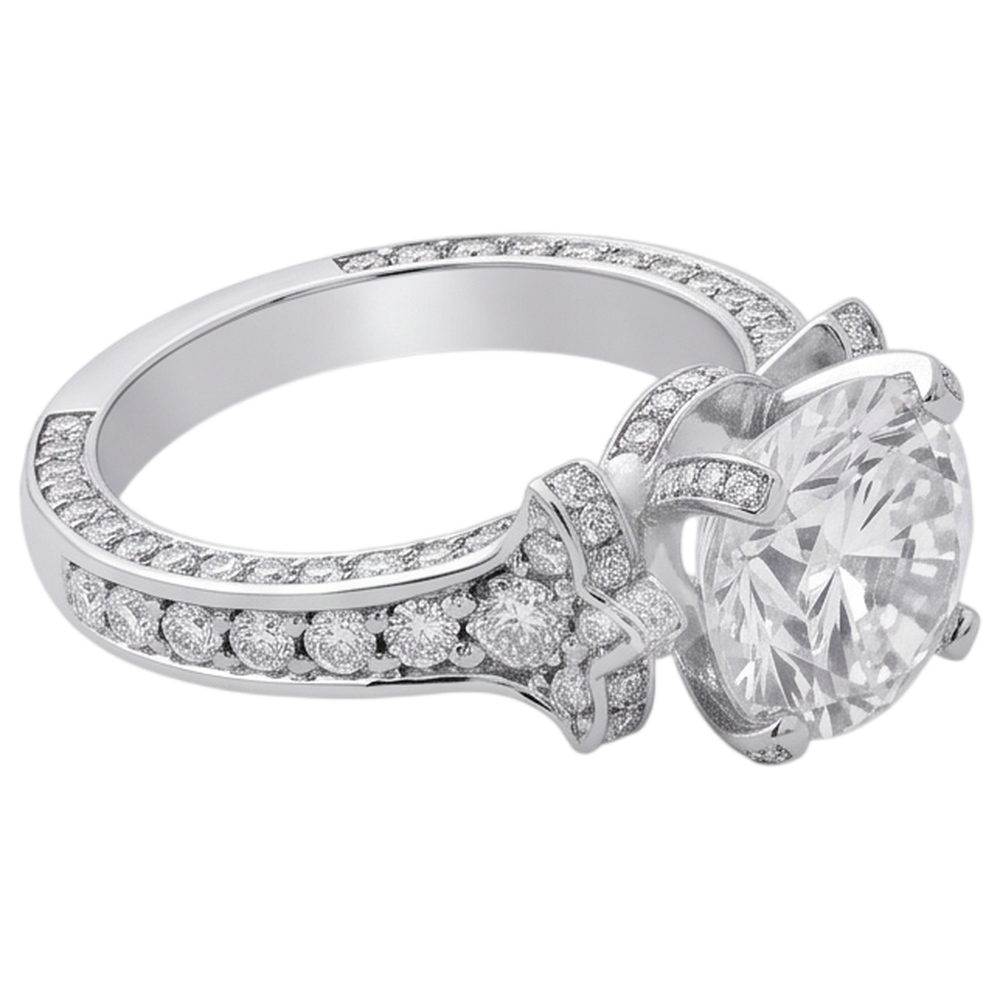 Natural Diamond Ring 4.75ct - White Gold 14K