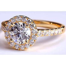 Natural Diamond Ring Halo 3.50 Carats Yellow Gold 14K