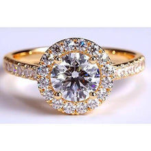 Natural Diamond Ring Halo 3.50 Carats Yellow Gold 14K