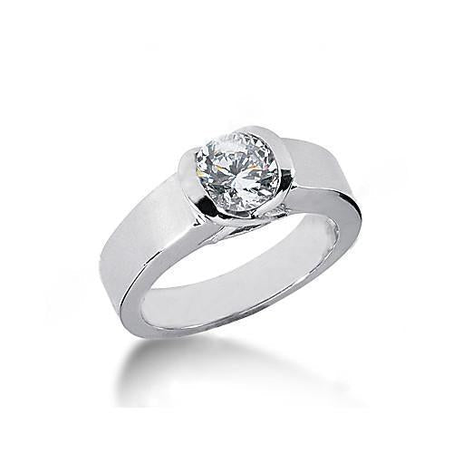 Natural Diamond Solitaire Engagement Ring 1.51 Carats White Gold 14K
