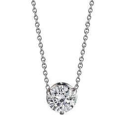 Natural Diamond Solitaire Necklace Pendant With Chain 1 Carat White Gold 14K