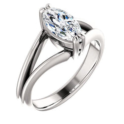 Natural Diamond Solitaire Ring 1.50 Carats Double Claw Prong Set Split Shank