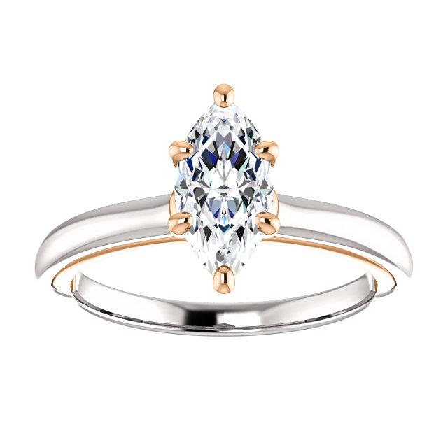 Natural Diamond Solitaire Ring Marquise Cut 1 Carat Two Tone Ladies Jewelry3
