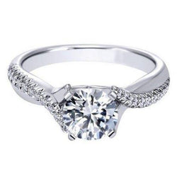 Natural Diamond Solitaire Ring With Accents Solid White Gold 14K 1.05 Carats