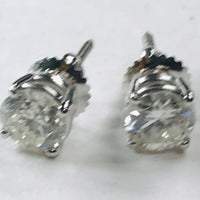 Natural Diamond Stud Earrings 1.80 Carats White Gold 14K