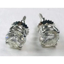 Natural Diamond Stud Earrings 1.80 Carats White Gold 14K