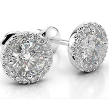 Natural Diamond Stud Halo Earrings 4 Carats White Gold 14K Women Jewelry