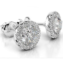 Natural Earth Mined Diamond Stud Halo Earrings 4 Carats White Gold 14K Women Jewellery