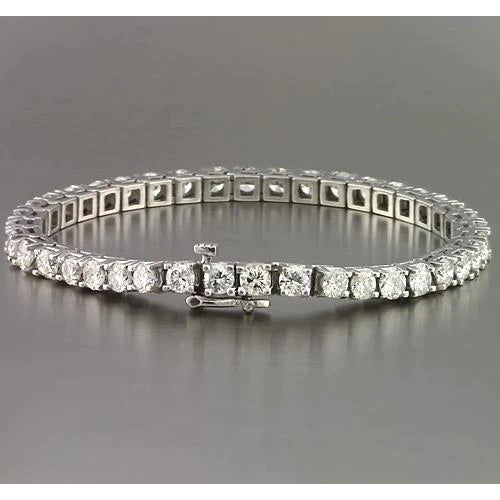 Natural Diamond Tennis Bracelet 10 Carats White Gold New