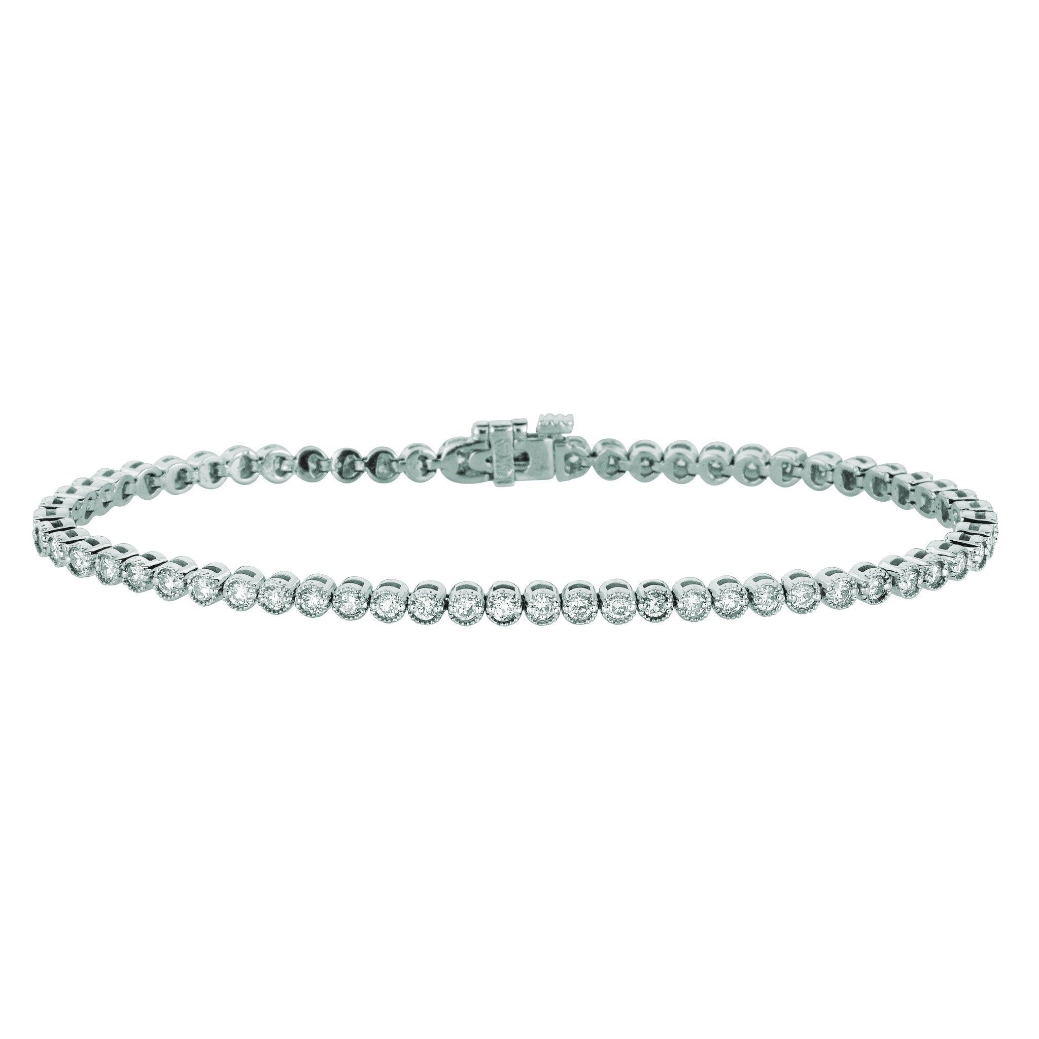Natural Diamond Tennis Bracelet 3 Carats 14K White Gold