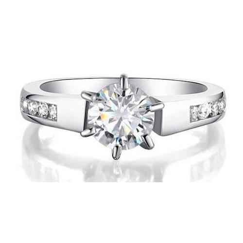 Natural Diamonds 2 Ct Engagement Ring With Accents White Gold 14K