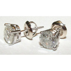 Natural Diamonds 3.01 Carats Stud Post Earrings Studs
